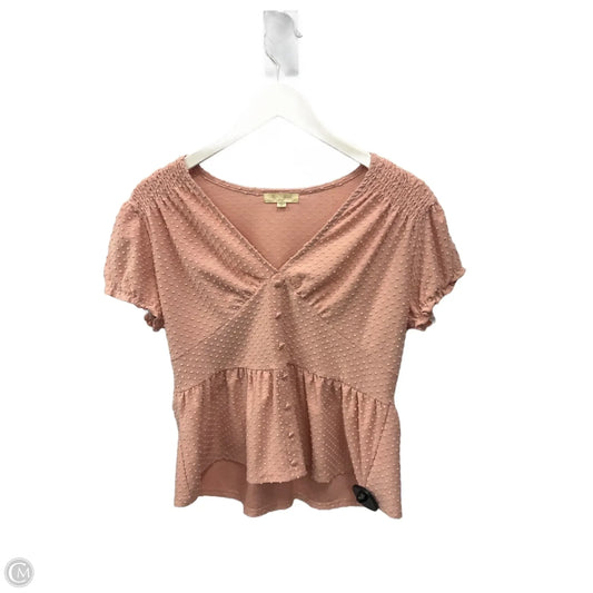 Top Short Sleeve By Ultra Flirt In Pink, Size: L
