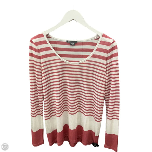 Top Long Sleeve By Vince In Pink & White, Size: S