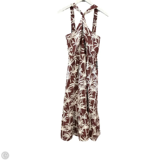 Dress Casual Midi By Express In Brown & Cream, Size: S
