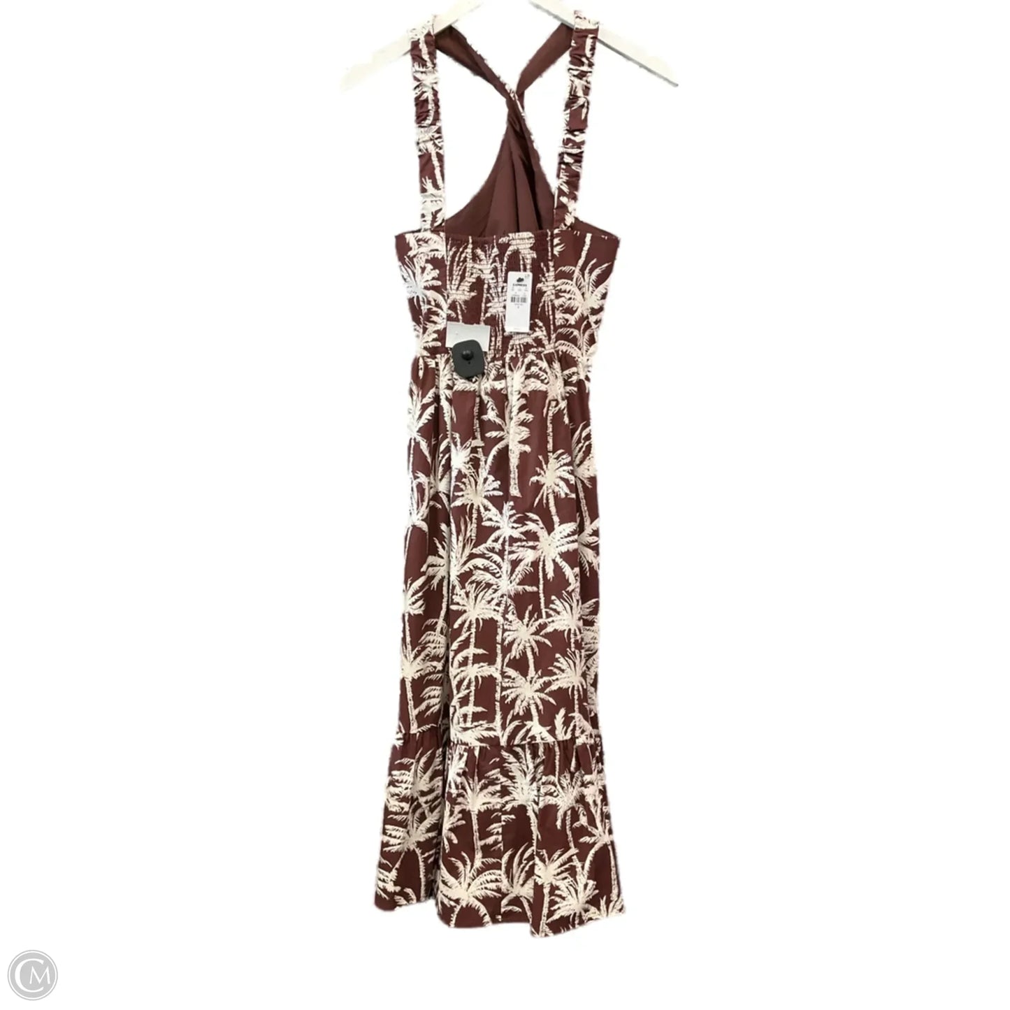 Dress Casual Midi By Express In Brown & Cream, Size: S
