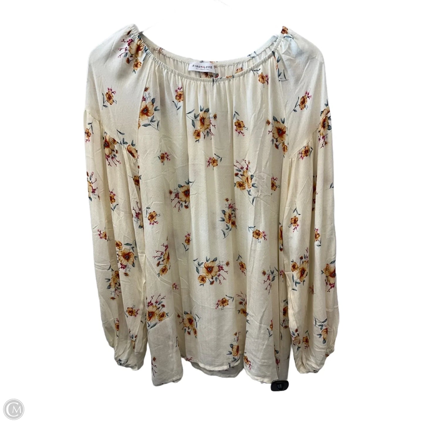 Blouse Long Sleeve By First Love In Cream & Yellow, Size: L