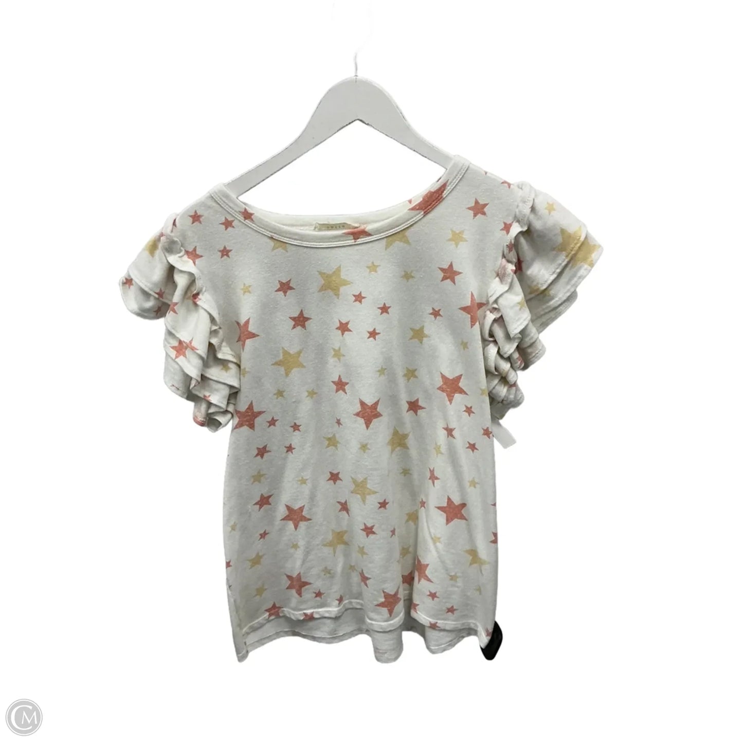 Top Short Sleeve By Entro In Orange & White, Size: L