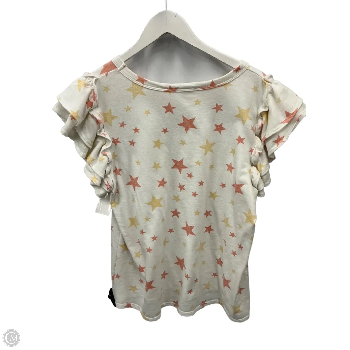 Top Short Sleeve By Entro In Orange & White, Size: L