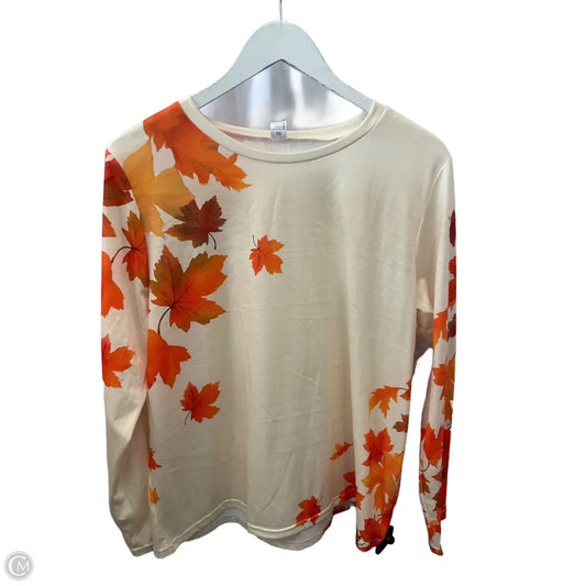 Top Long Sleeve By Clothes Mentor In Cream & Orange, Size: Xl
