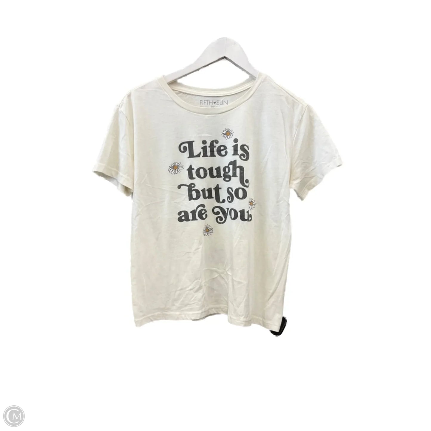 Top Short Sleeve Basic By Fifth Sun In Cream, Size: L