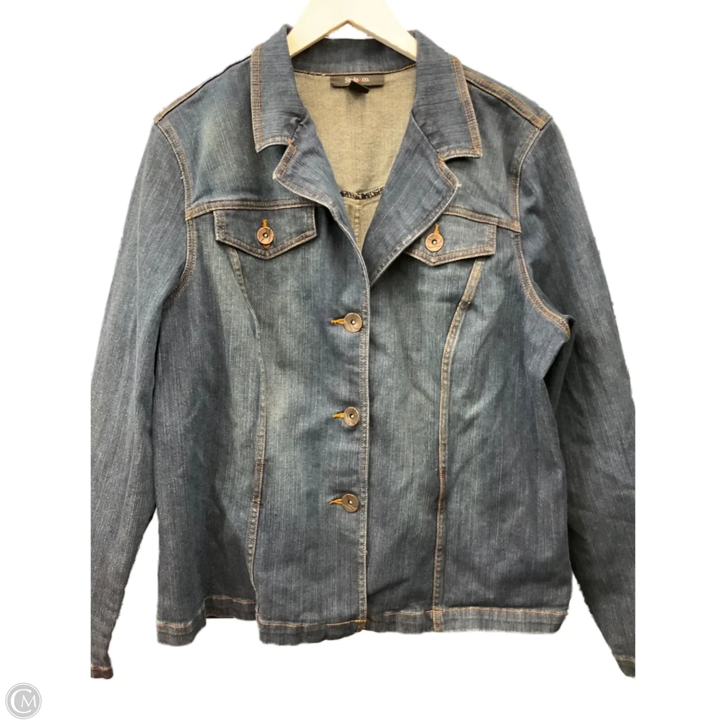 Jacket Denim By Style And Company In Blue Denim, Size: Xl