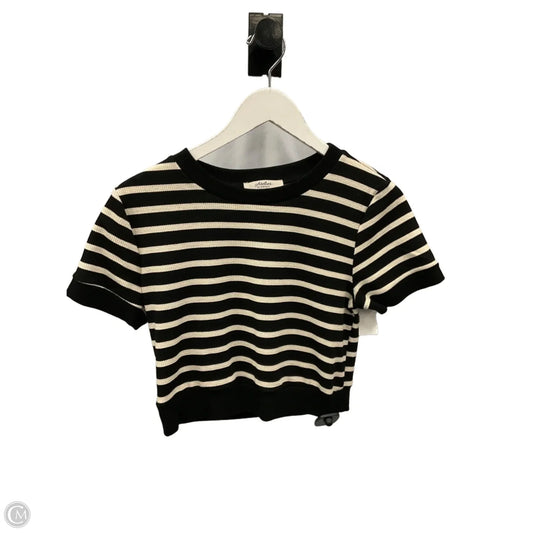 Top Short Sleeve By Atelier In Black & Cream, Size: L