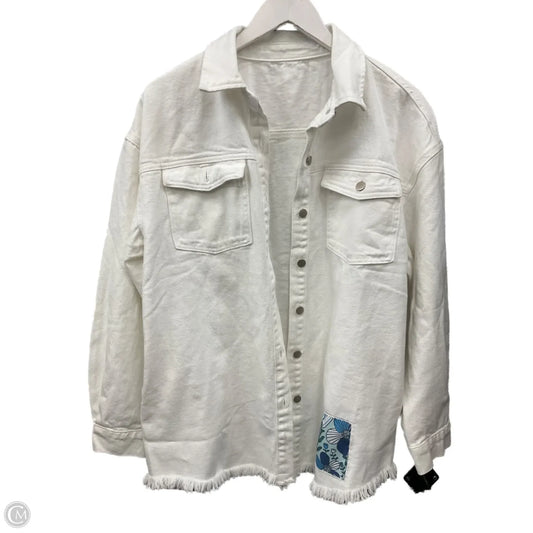 Jacket Denim By Clothes Mentor In White Denim, Size: L