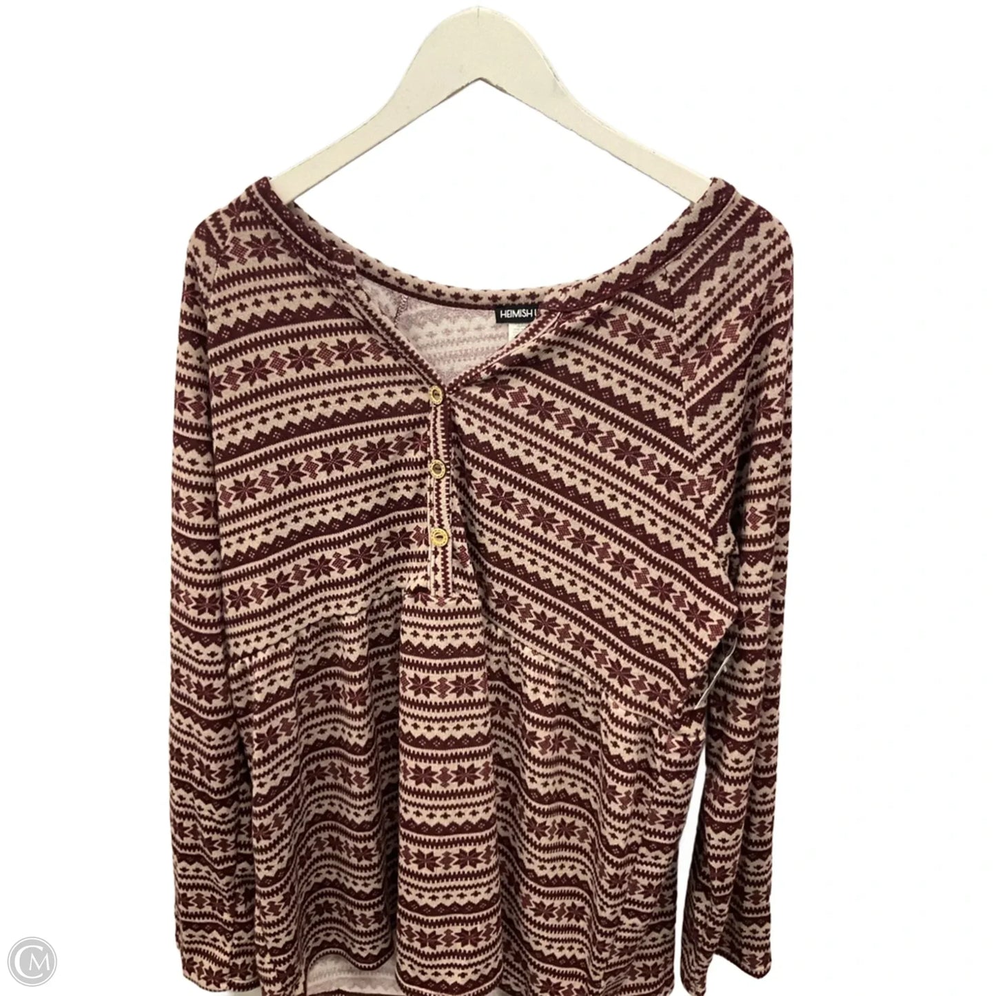 Top Long Sleeve By Heimish Usa In Maroon, Size: 3x