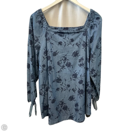 Top 3/4 Sleeve By Liz Claiborne In Blue, Size: Xl