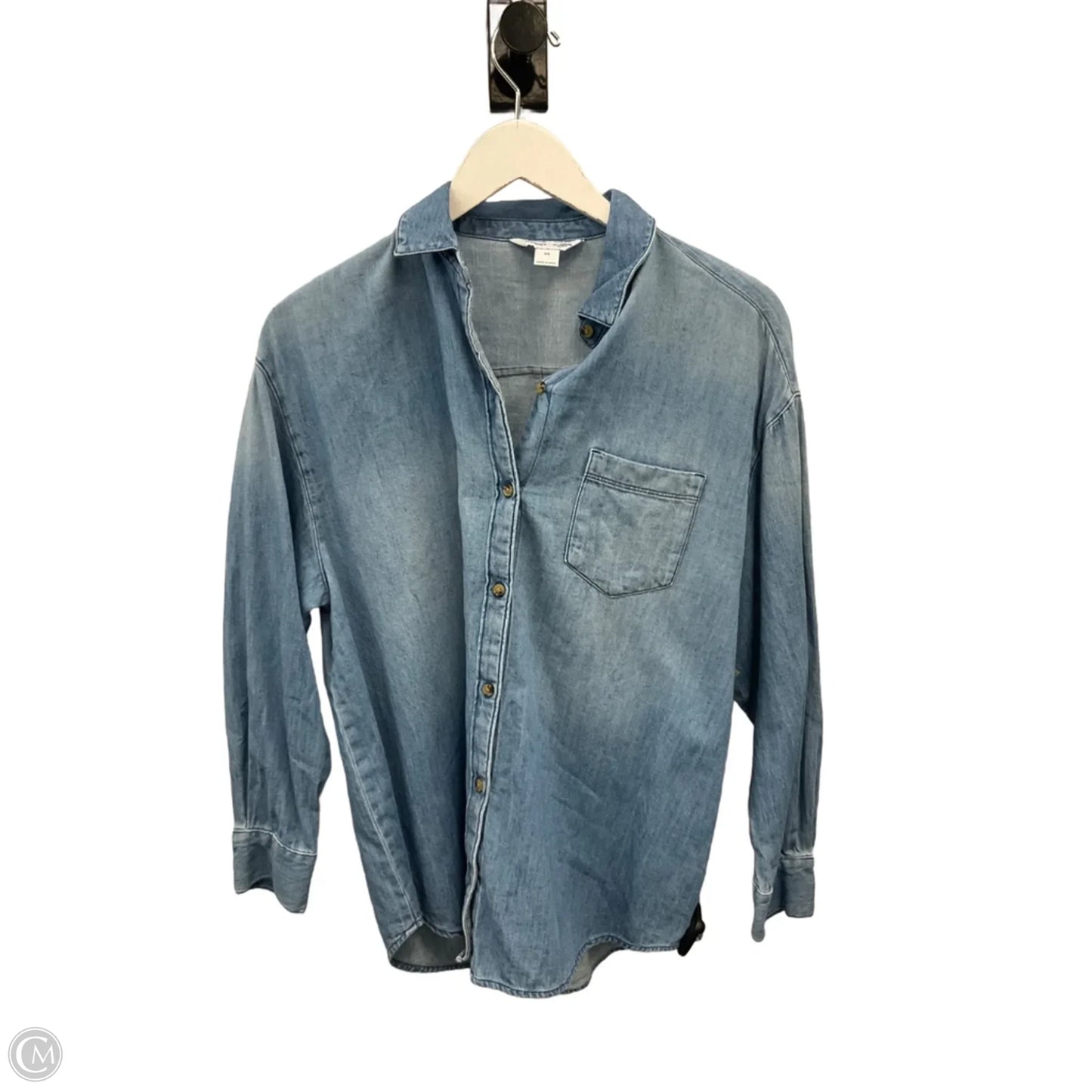 Top Long Sleeve By Old Navy In Blue Denim, Size: Xs