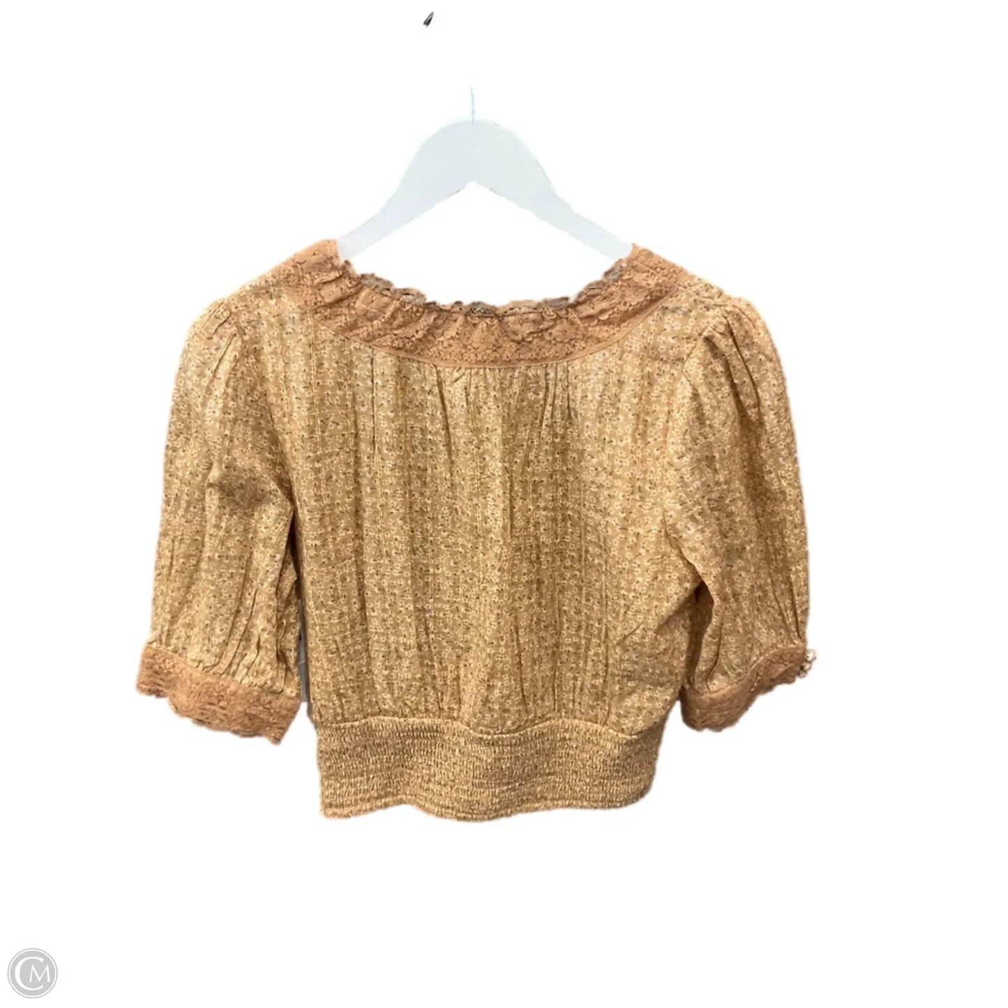 Top Short Sleeve By American Eagle In Tan, Size: S