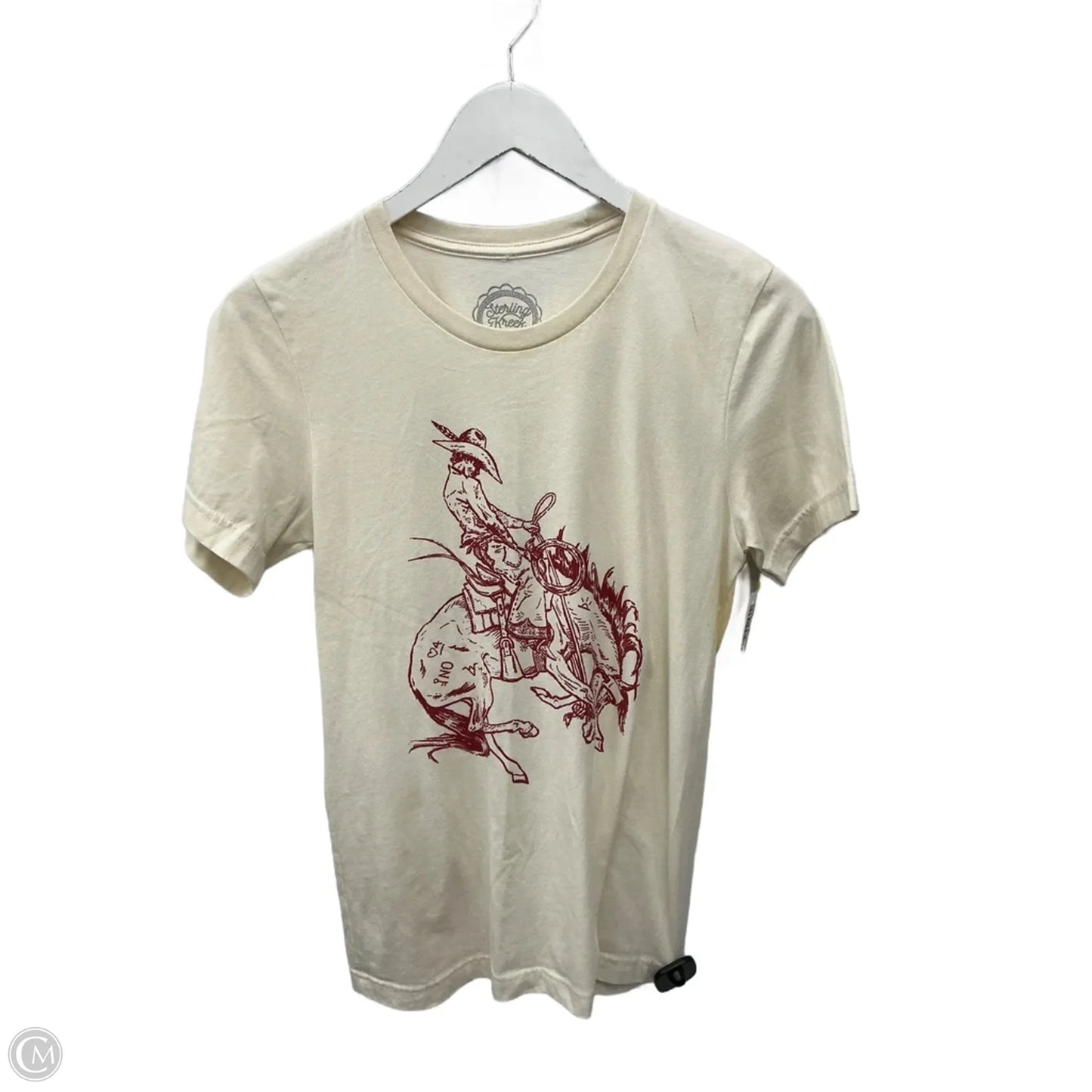 Top Short Sleeve Basic By Clothes Mentor In Beige, Size: S