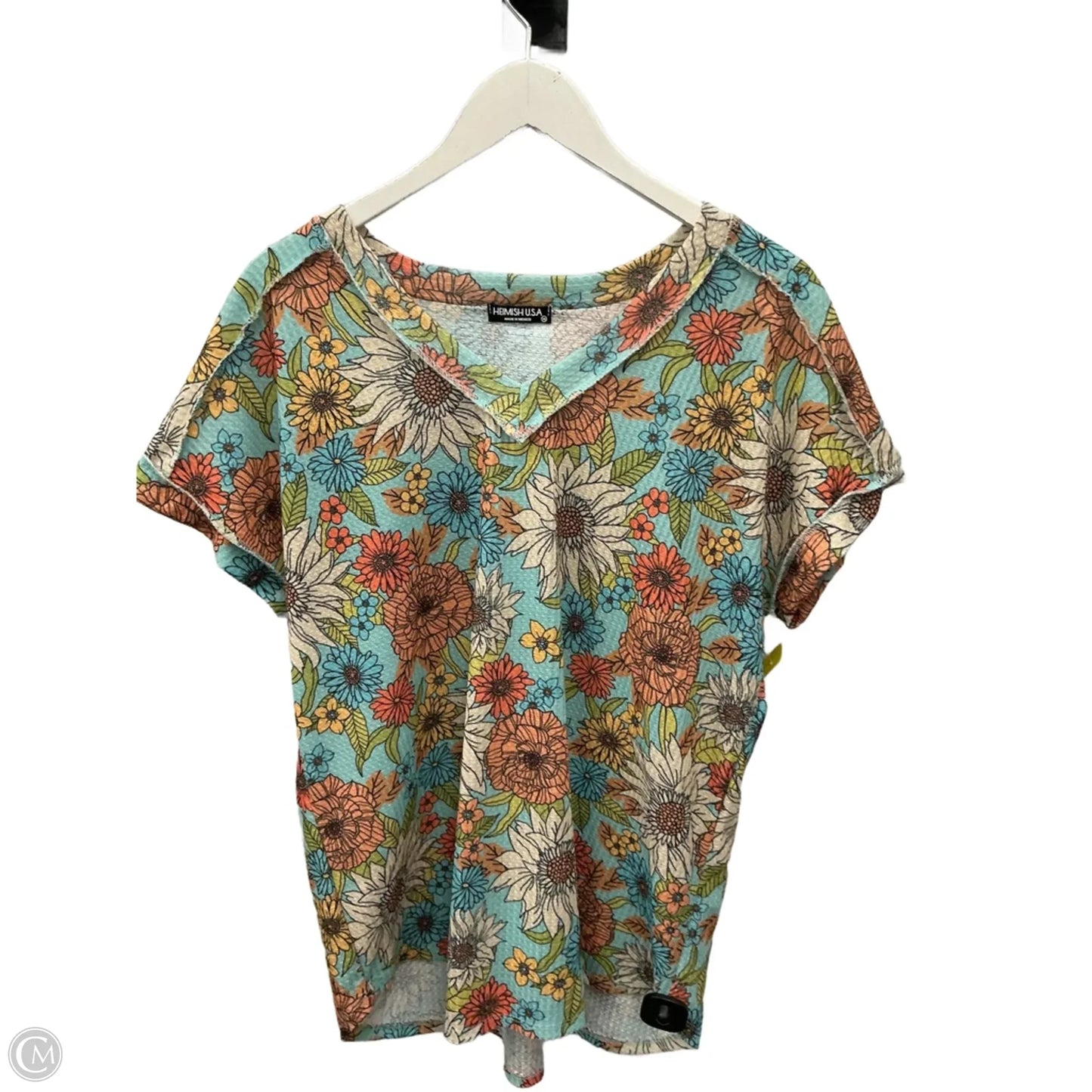 Top Short Sleeve By Heimish Usa In Blue & Orange, Size: 1x