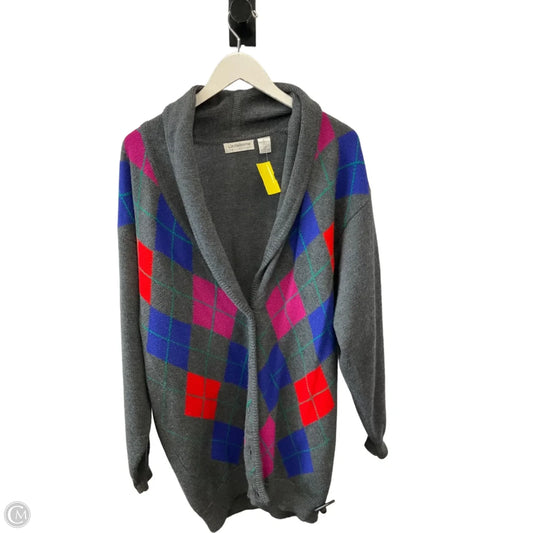 Sweater Cardigan By Liz Claiborne In Grey, Size: L