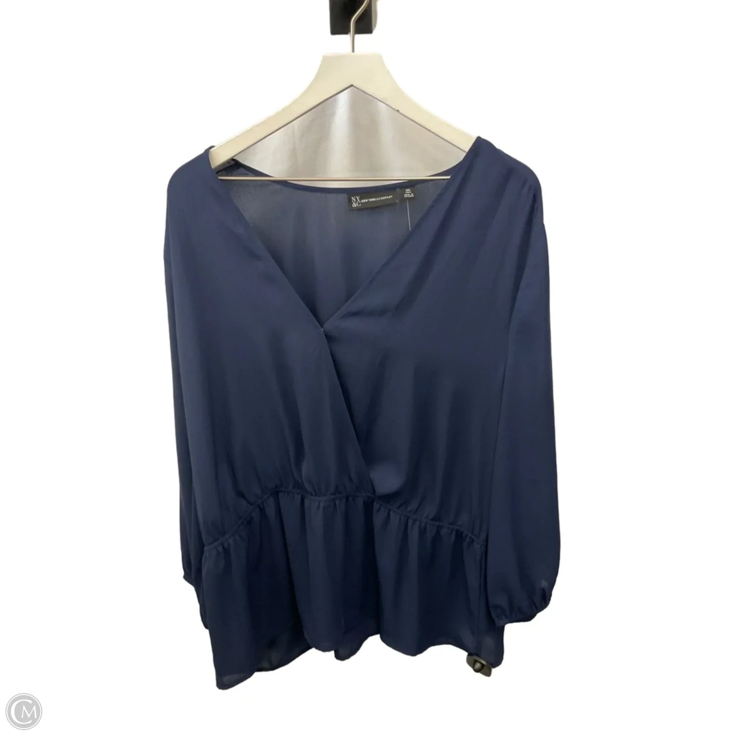 Top 3/4 Sleeve By Ny Collection In Navy, Size: Xxl