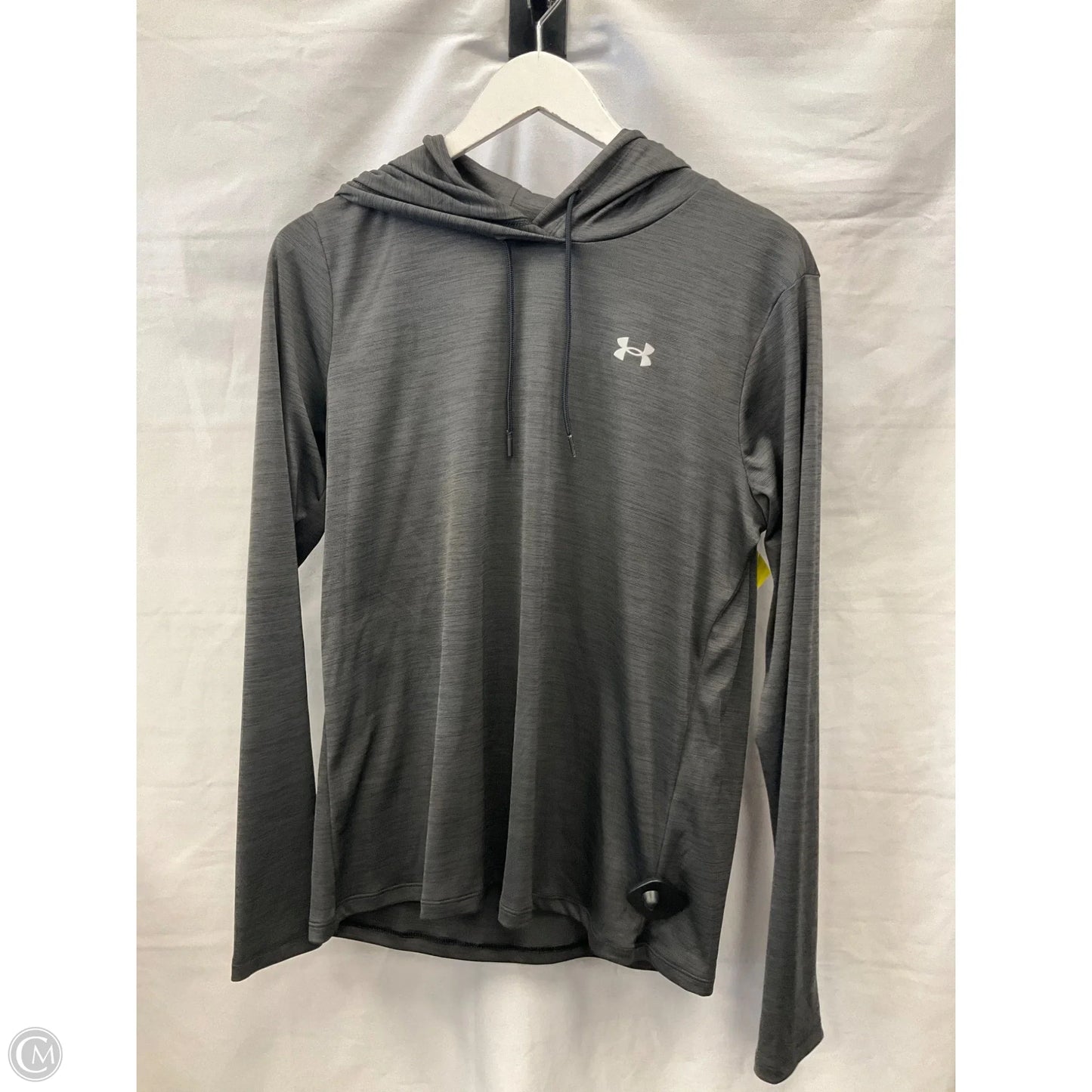 Athletic Top Long Sleeve Hoodie By Under Armour In Grey, Size: M
