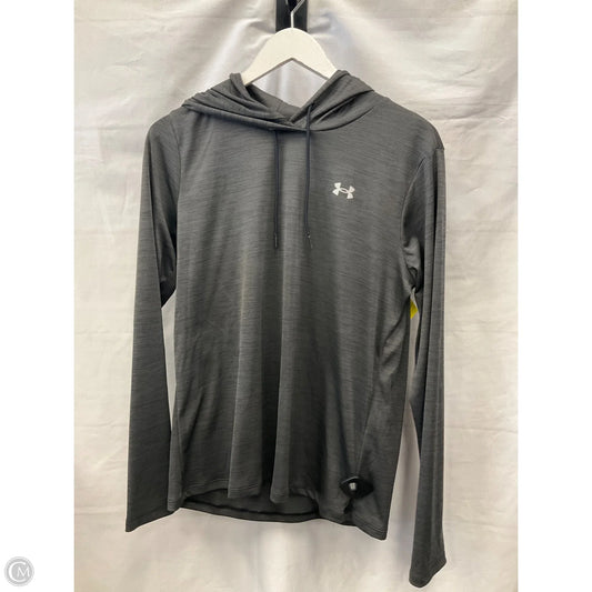 Athletic Top Long Sleeve Hoodie By Under Armour In Grey, Size: M