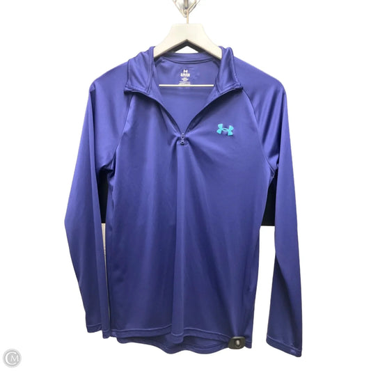 Athletic Top Long Sleeve Collar By Under Armour In Purple, Size: S