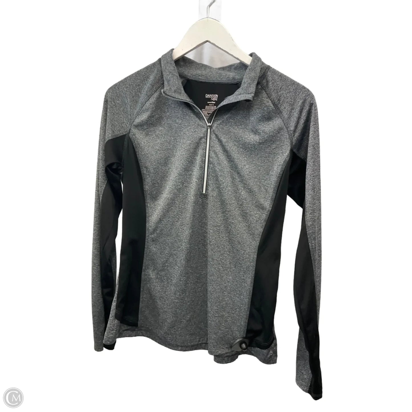 Athletic Top Long Sleeve Collar By Danskin In Black & Grey, Size: M