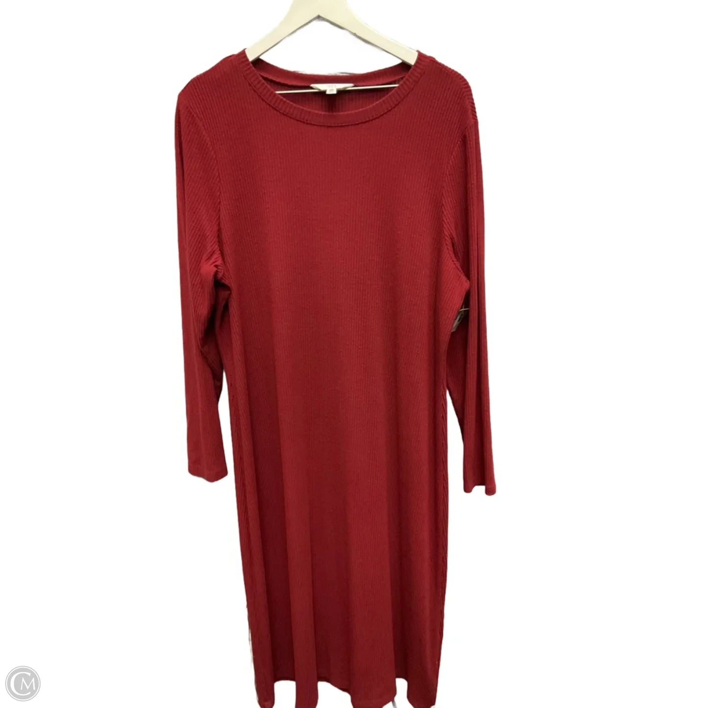 Dress Casual Midi By Time And Tru In Maroon, Size: Xxl