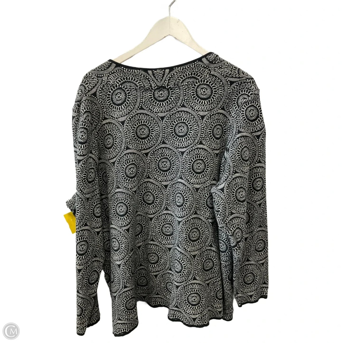 Sweater Cardigan By Dana Buchman In Black & White, Size: 3x