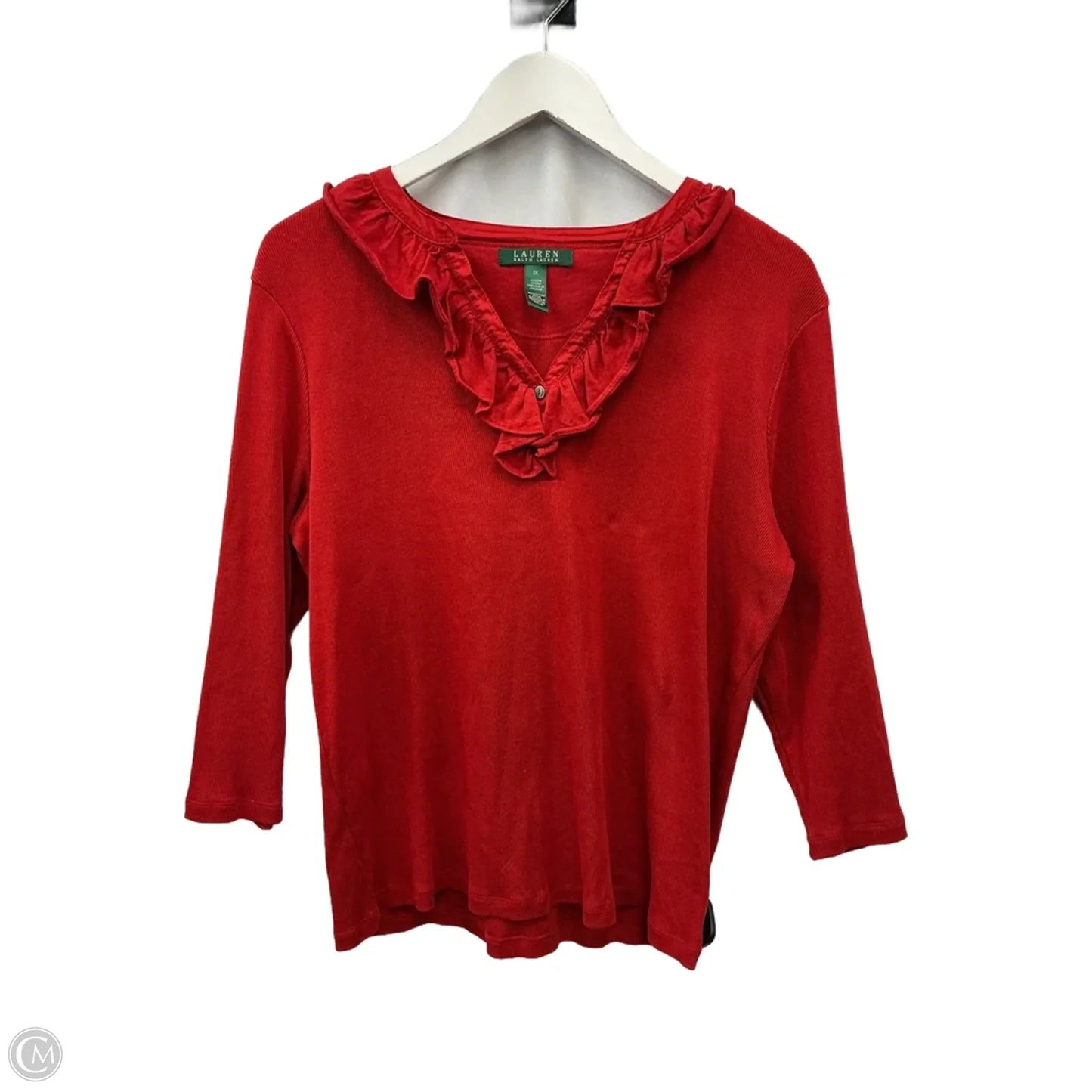 Top Long Sleeve By Lauren By Ralph Lauren In Red, Size: 1x