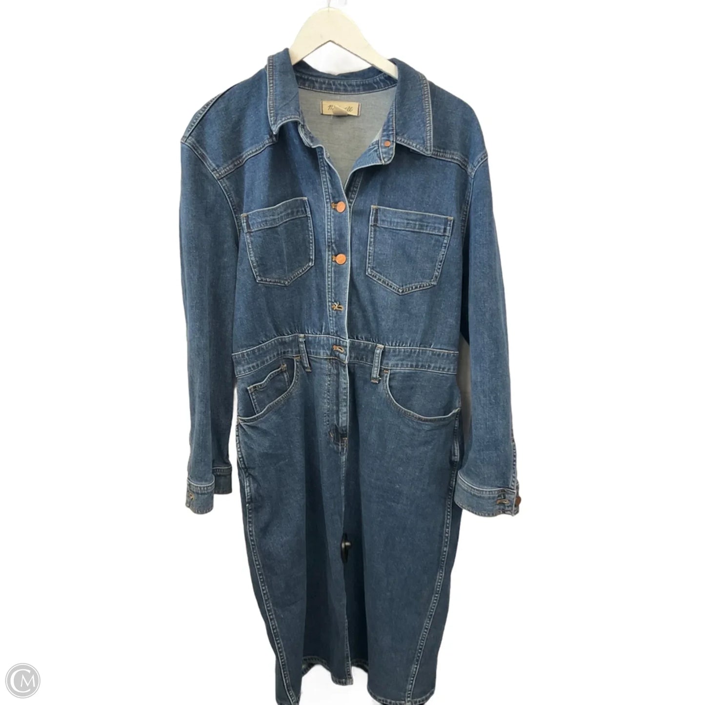 Dress Casual Midi By Madewell In Blue Denim, Size: L