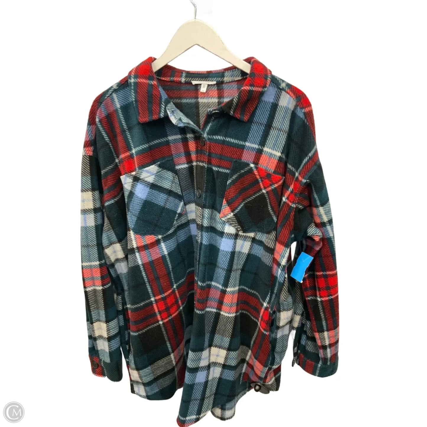 Top Long Sleeve By Maurices In Blue & Red, Size: 1x