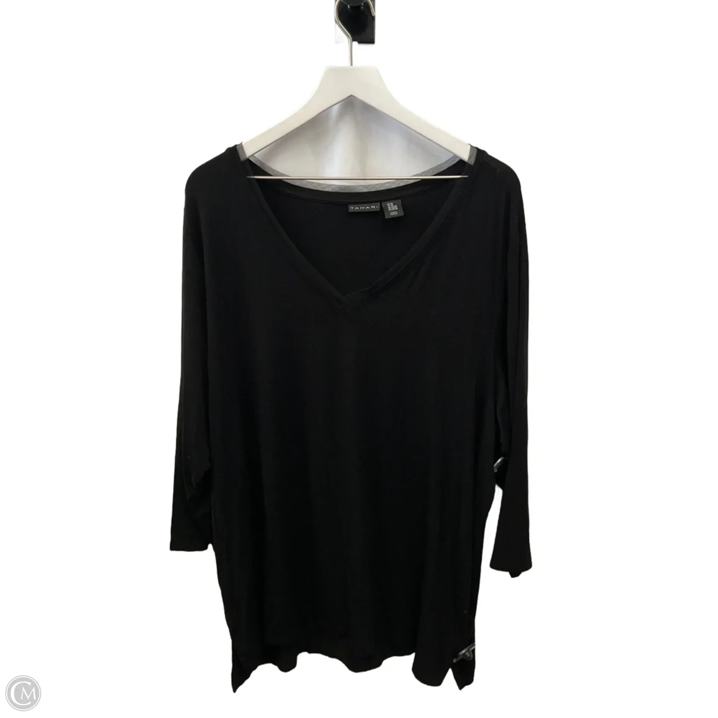 Top 3/4 Sleeve By Tahari In Black, Size: 3x