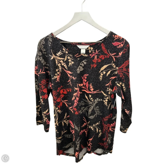 Top 3/4 Sleeve By Christopher And Banks In Black & Red, Size: Xl