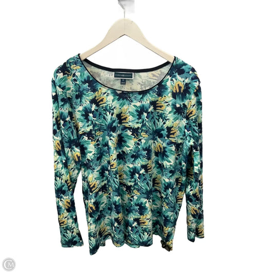 Top Long Sleeve By Karen Scott In Aqua, Size: 1x