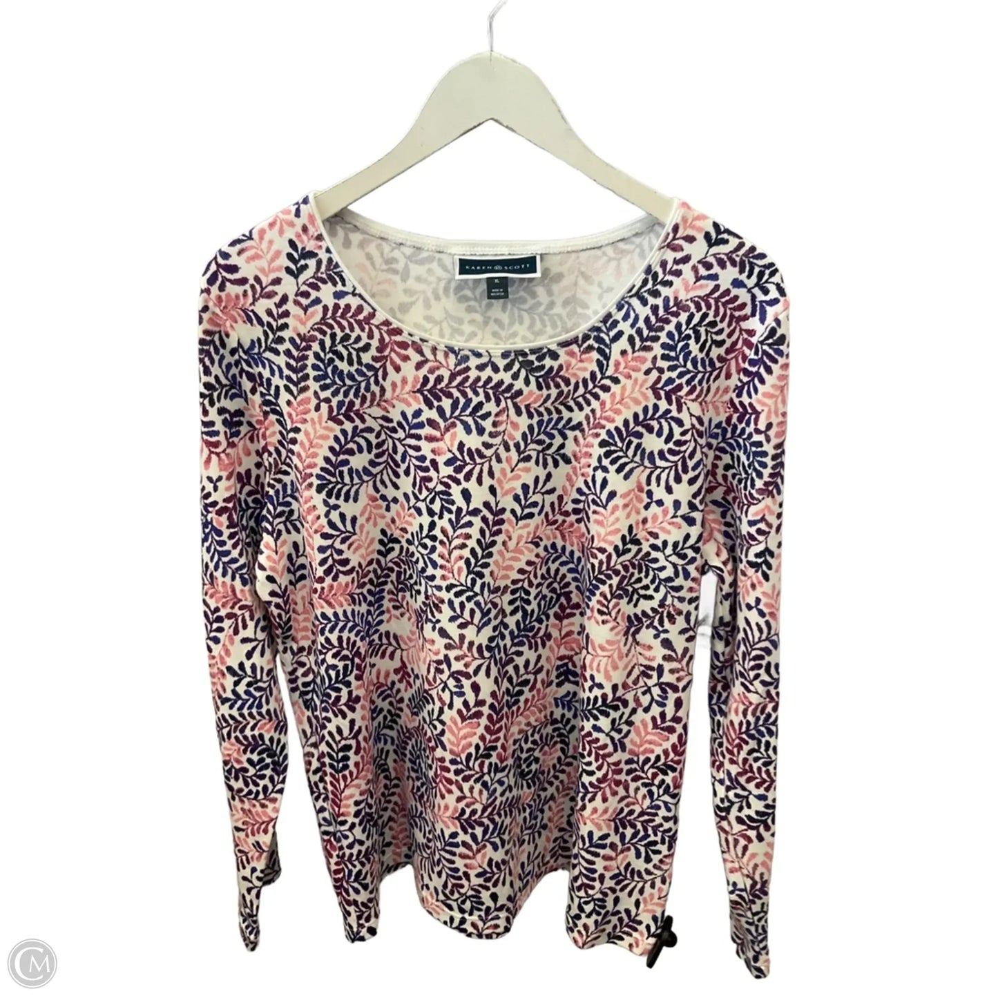 Top Long Sleeve By Karen Scott In Pink & Purple, Size: Xl