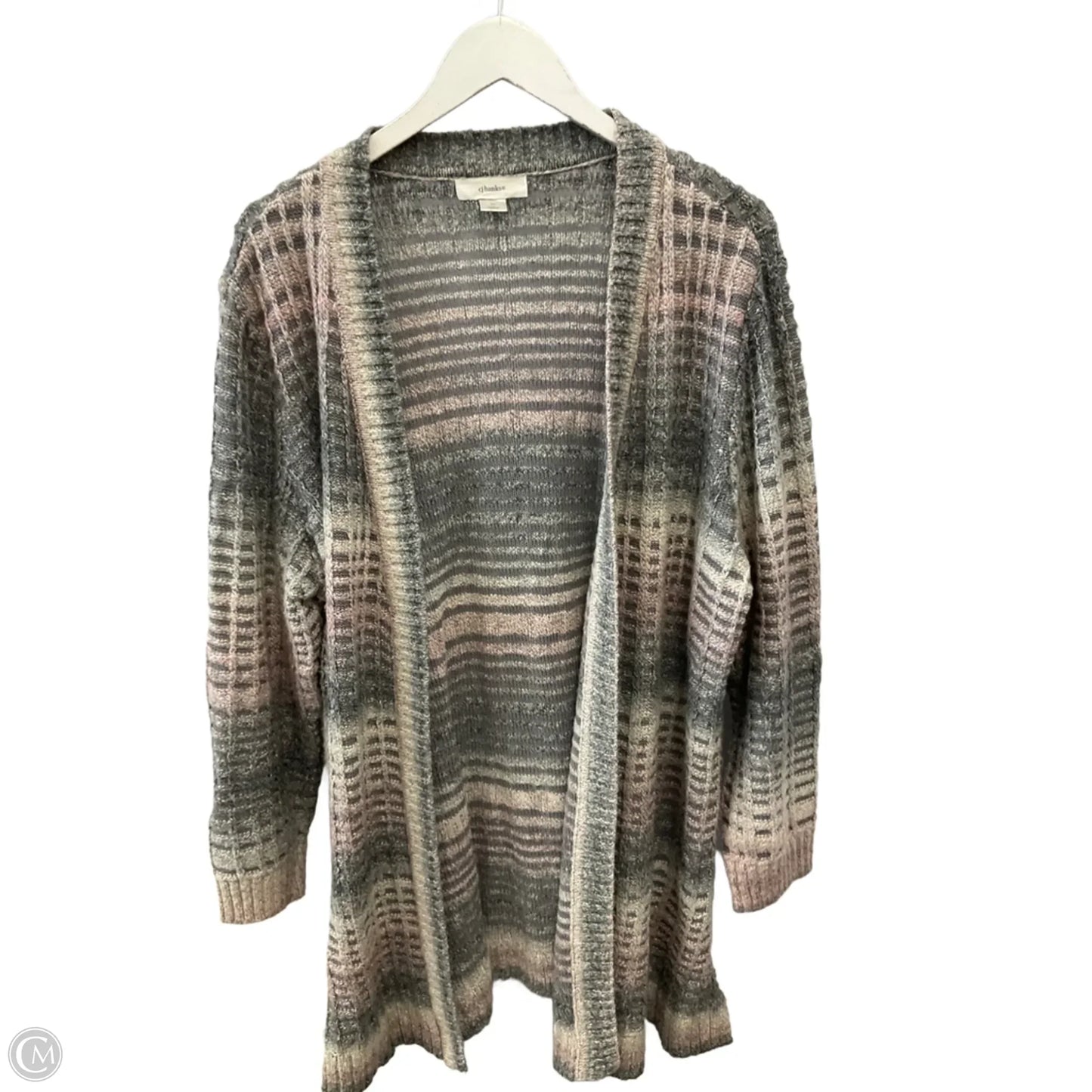 Sweater Cardigan By Cj Banks In Grey & Pink, Size: 2x
