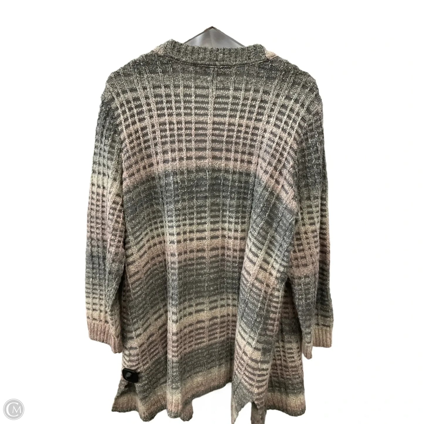Sweater Cardigan By Cj Banks In Grey & Pink, Size: 2x