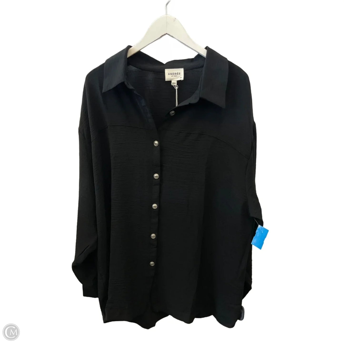 Top Long Sleeve By Andree By Unit In Black, Size: 2x