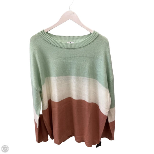 Sweater By Like Love In Green & Orange, Size: 2x