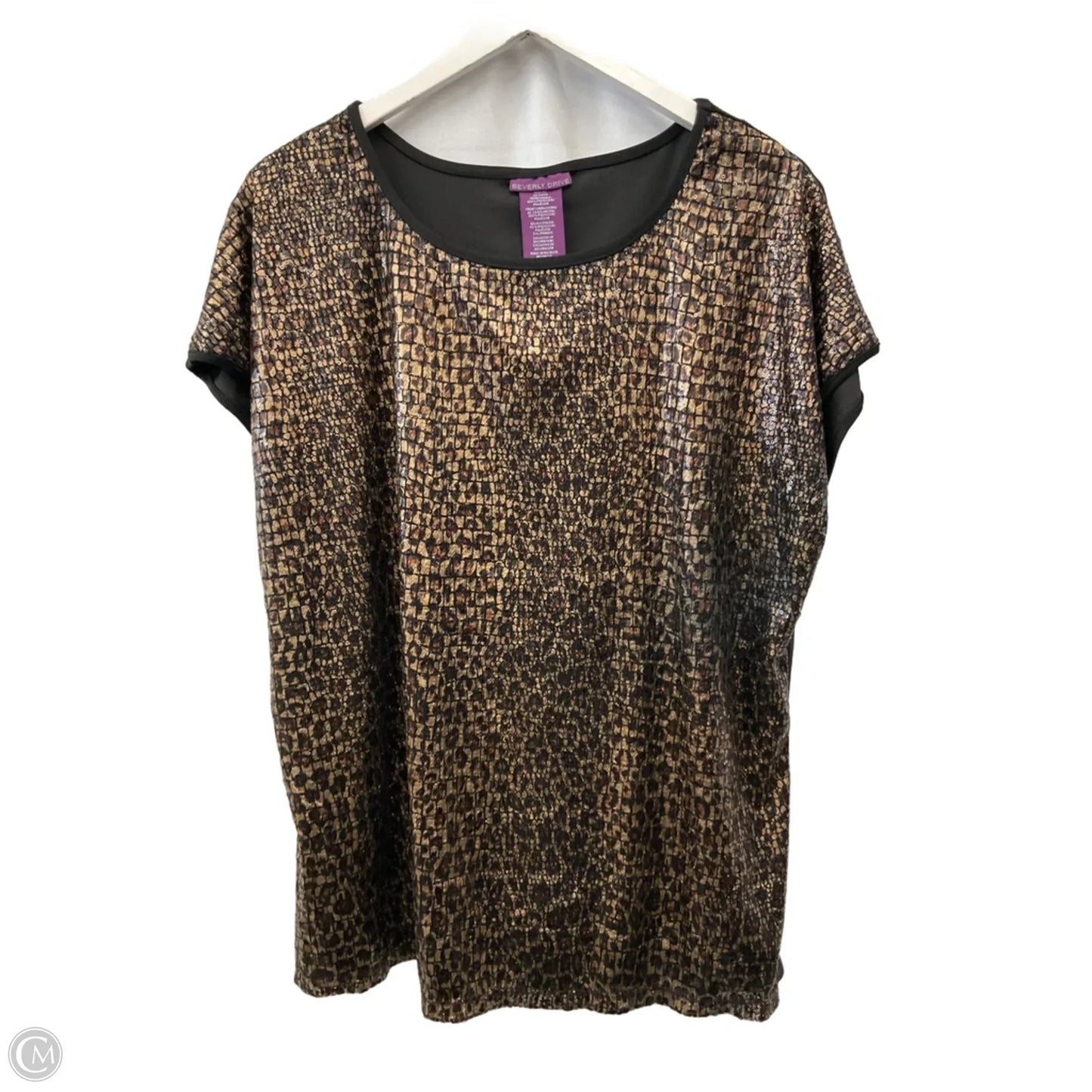 Top Short Sleeve By Beverly Drive In Animal Print, Size: 2x