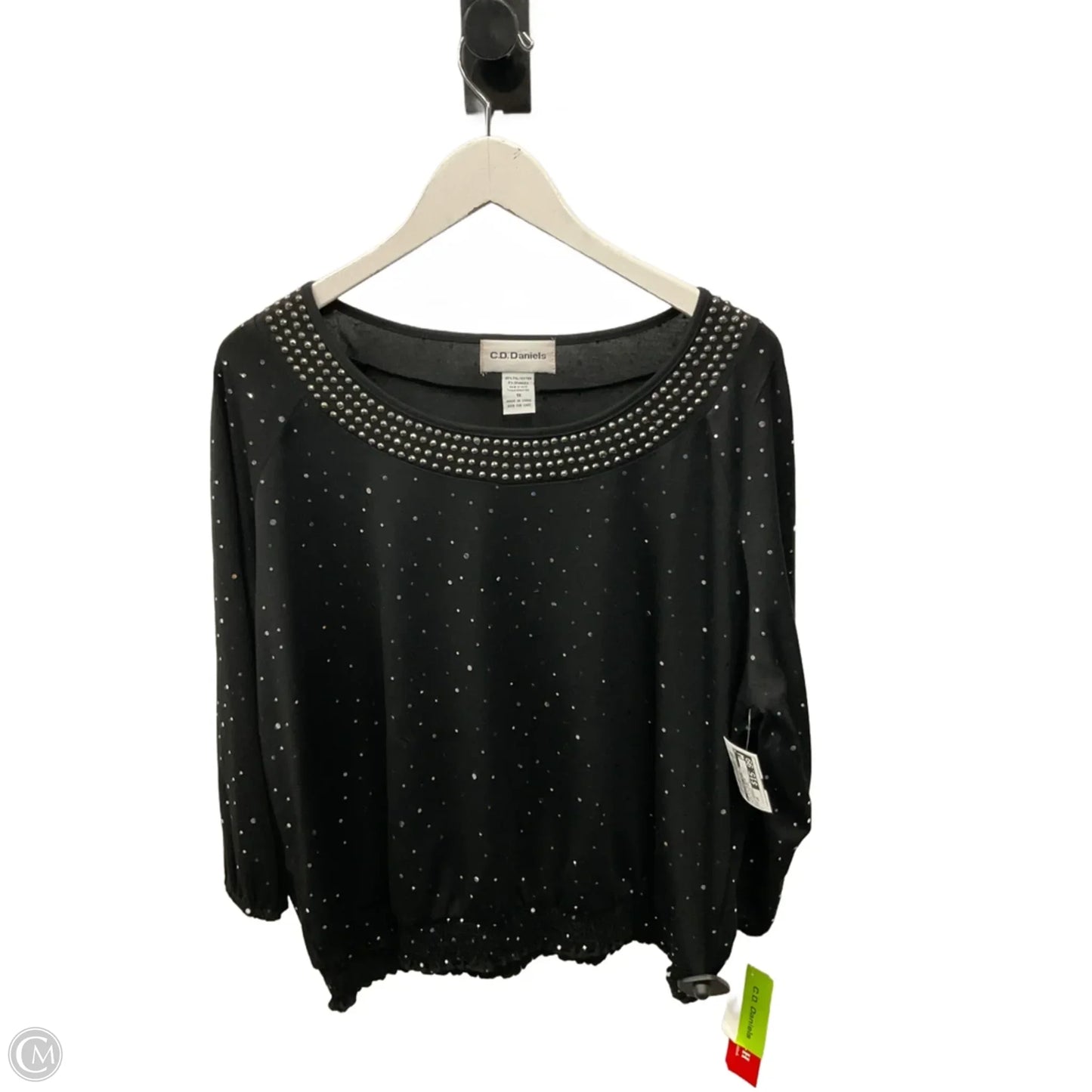 Top 3/4 Sleeve By Clothes Mentor In Black & Silver, Size: 1x