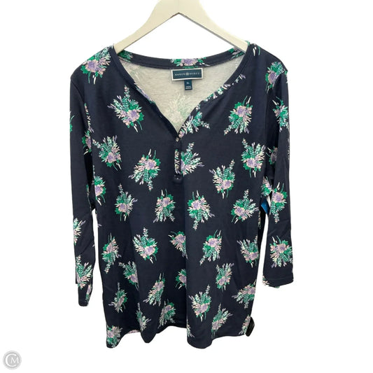Top 3/4 Sleeve By Karen Scott In Blue & Purple, Size: Xl