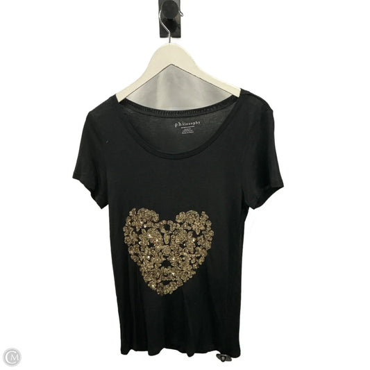 Top Short Sleeve By Philosophy In Black & Gold, Size: M