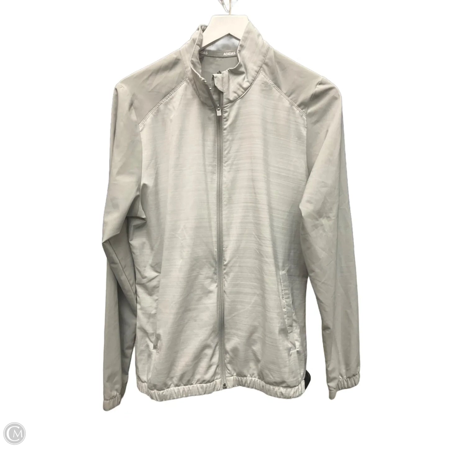 Athletic Jacket By Adidas In Grey, Size: L