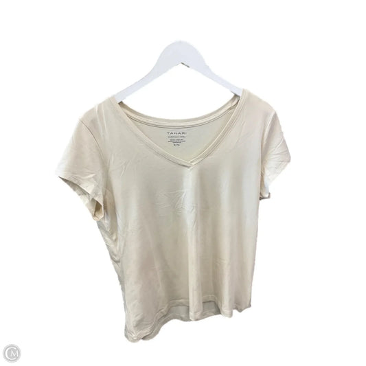 Top Short Sleeve By Tahari By Arthur Levine In Cream, Size: Xl