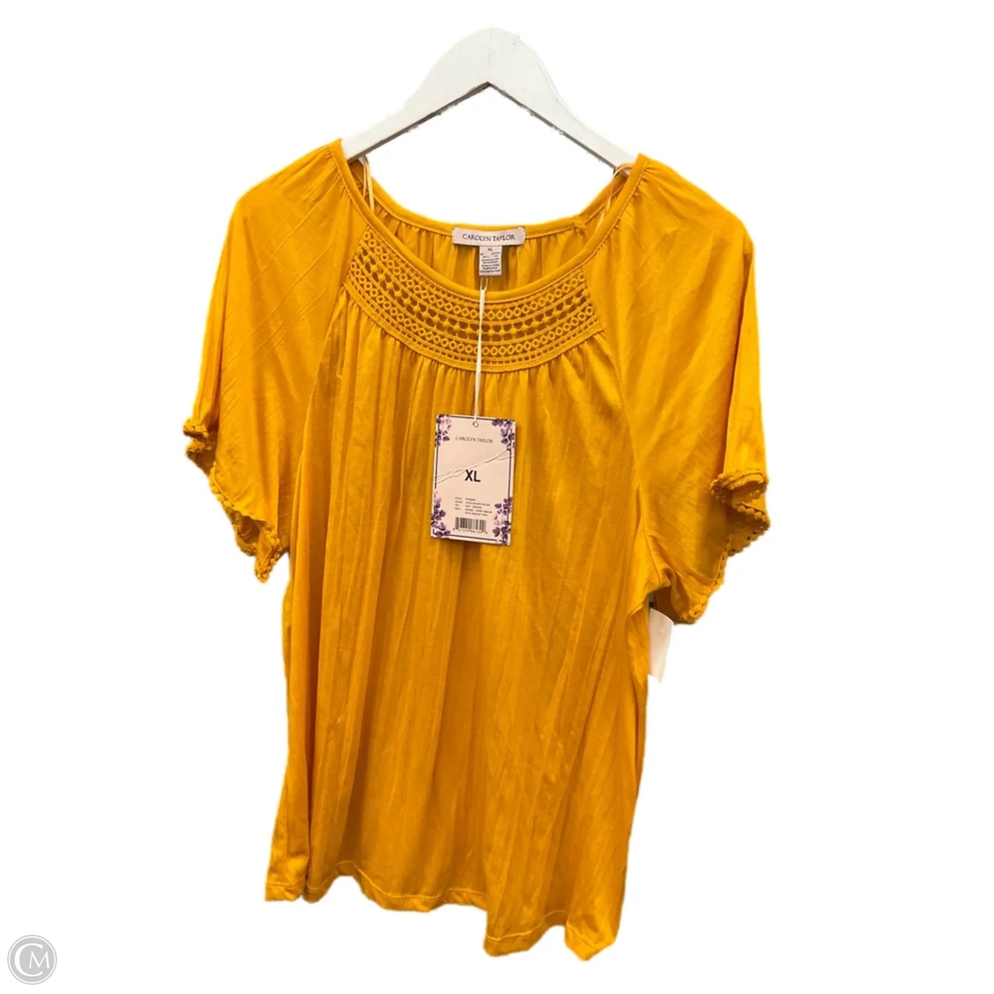 Top Short Sleeve By Carolyn Taylor In Yellow, Size: Xl