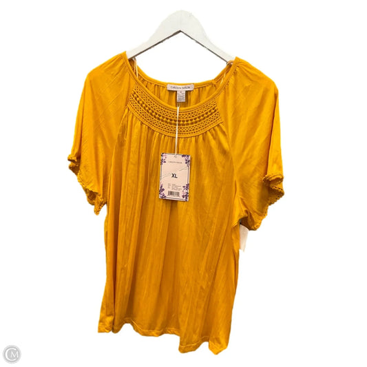 Top Short Sleeve By Carolyn Taylor In Yellow, Size: Xl