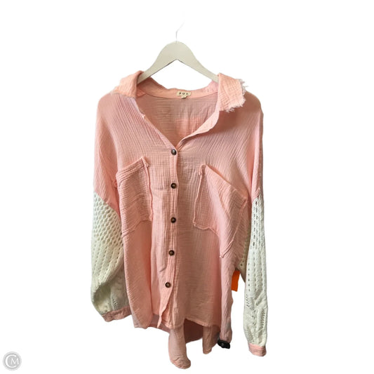 Top Long Sleeve By Pol In Peach, Size: L