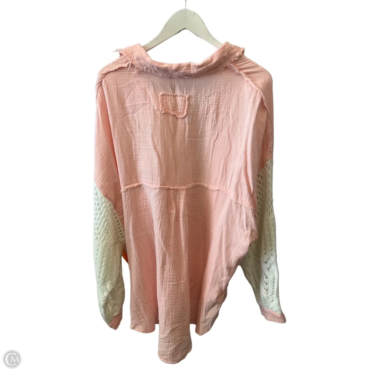 Top Long Sleeve By Pol In Peach, Size: L