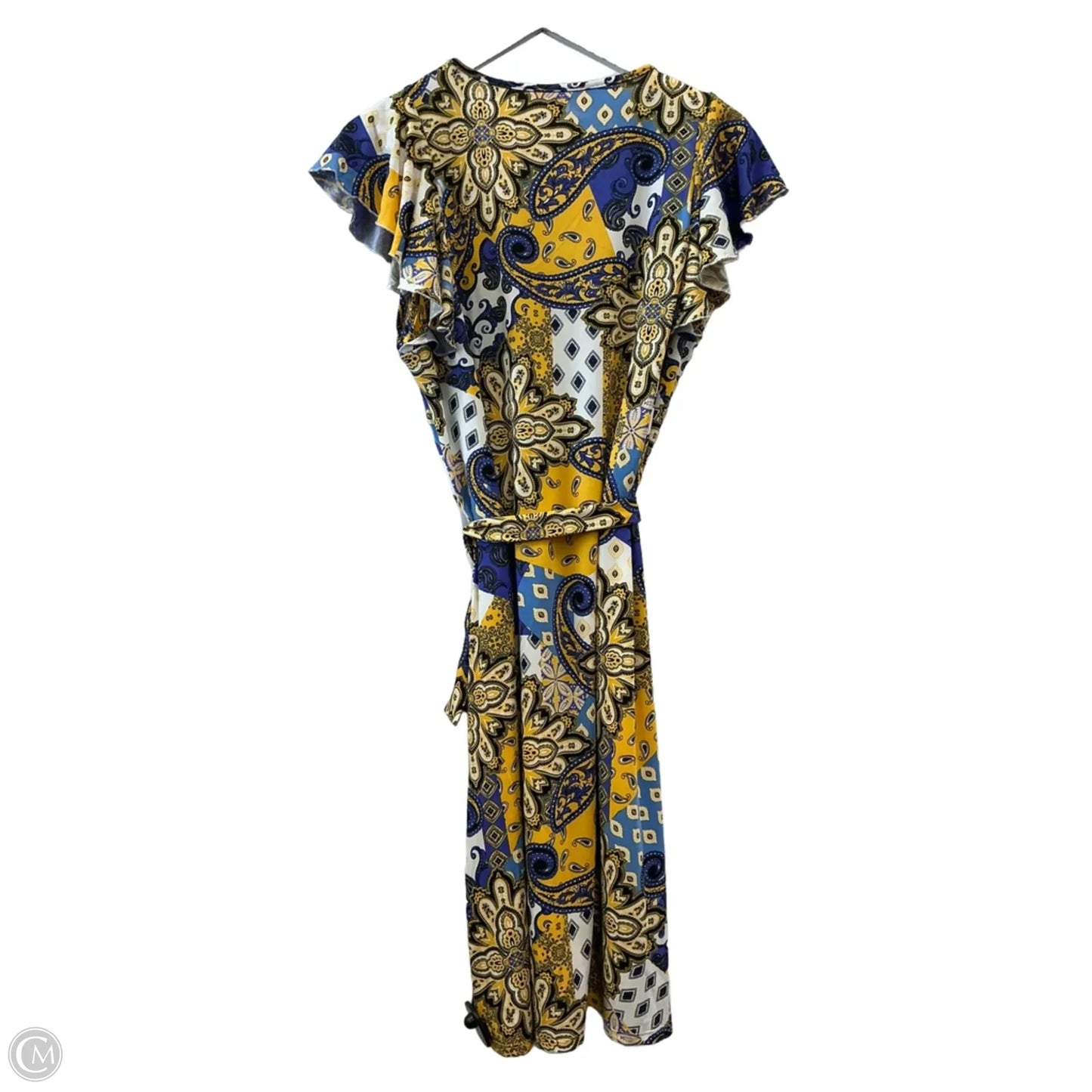 Dress Casual Midi By Sunny Leigh In Blue & Yellow, Size: L