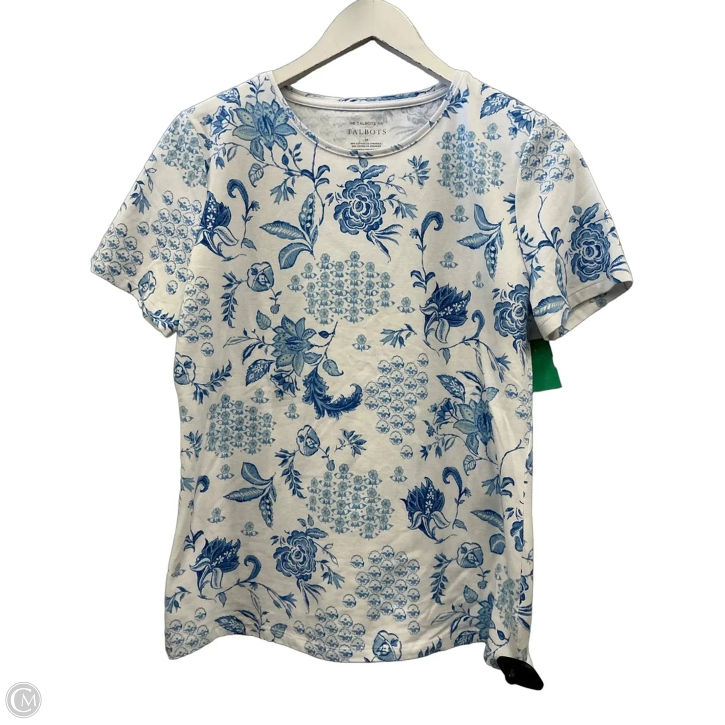 Top Short Sleeve By Talbots In Blue & White, Size: M
