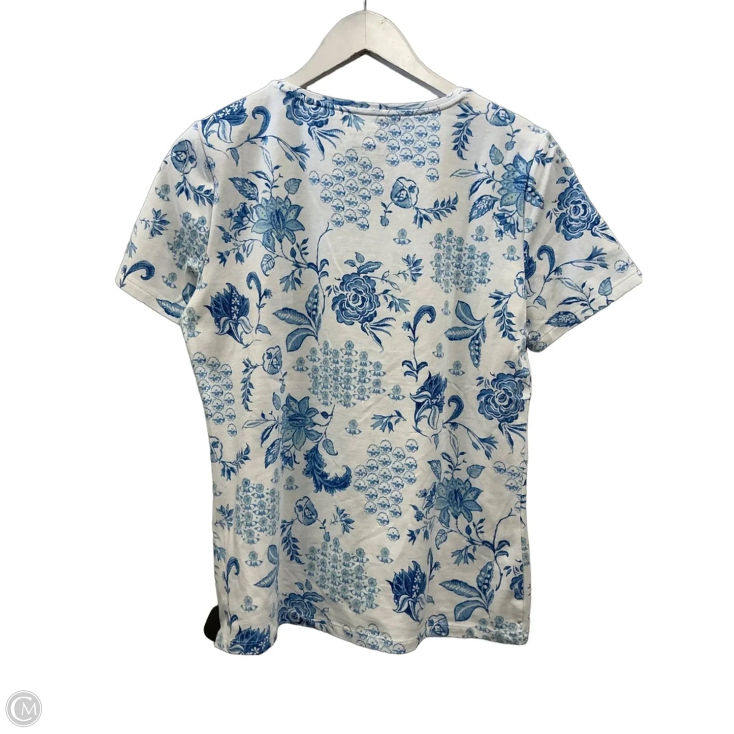 Top Short Sleeve By Talbots In Blue & White, Size: M